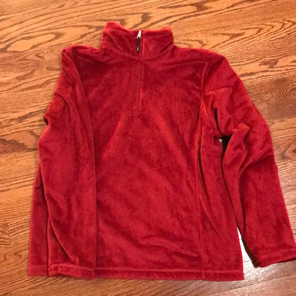 Red Lands End Furry quarter zip